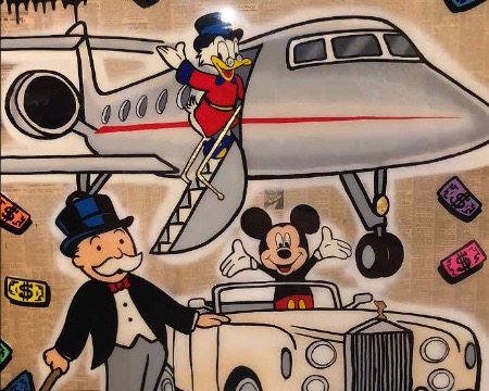 Monopoly Scrooge PJ with Mickey - 120 x 120 cm - Technique mixte sur toile