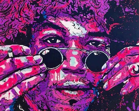 Jimmy Hendrix Icon - 120 x 120 cm - Technique mixte sur toile