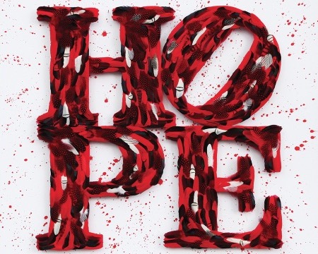 Hope - Tribute to Indiana - 120 x 120 cm - Plumes et dessin