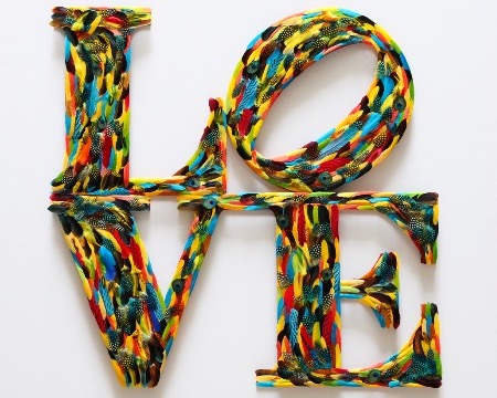 Love - Tribute to Indiana - 150 x 150 cm - Plumes et dessin