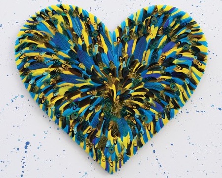 Huge Jungle Love - 120 x 120 cm - Plumes et dessin