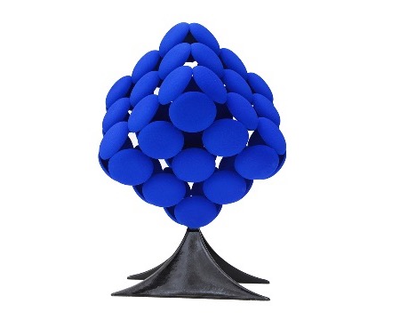 Blue Cube - Sculpture en bronze – 26 x 26 x 40 cm