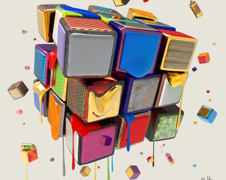 Rubik - Zenith - 120 x 120 cm - Oeuvre digitale originale sur toile