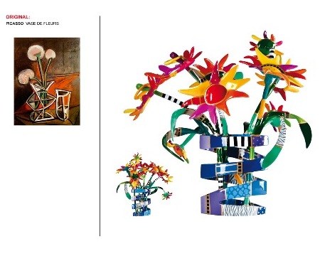 Sunflowers - inspiré du " Vase de fleurs " de Picasso - 58 x 58 x 80 cm - Sculpture en bronze