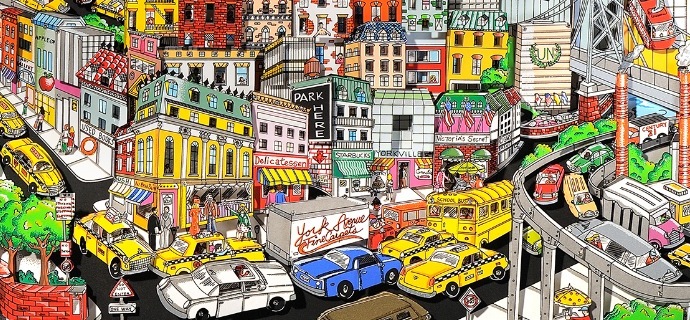 Just a cab ride crosstown - 63 x 63 cm - Sérigraphie 3D