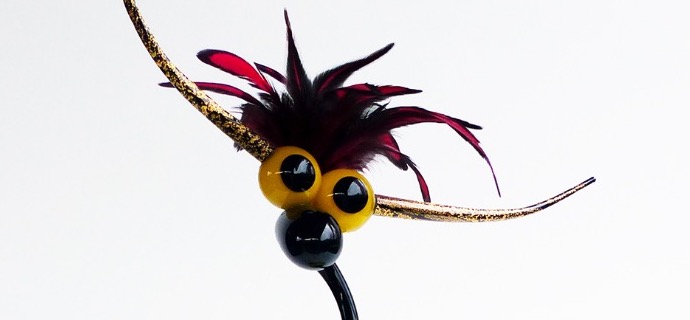 Bibi à plumes - Sculpture en verre - H 62 cm