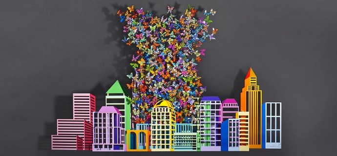 Reflections - 182 x 185 cm - Sculpture murale 3D en métal découpée au laser