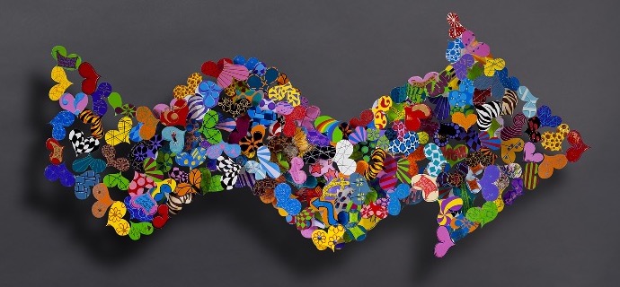 Follow your heart - 185 x 81 / 130 x 60 cm - Sculpture murale 3D en métal découpée au laser