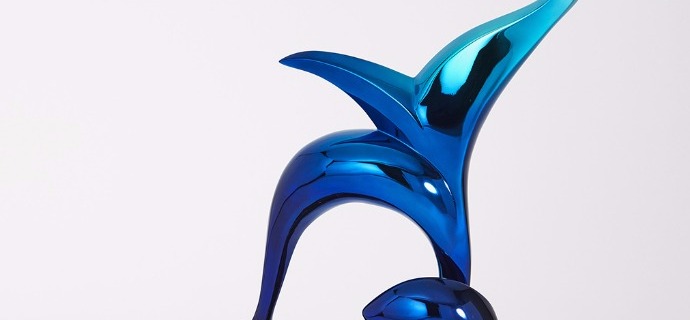 Albatros dans la vague - 67 x 58 cm – Bronze poli miroir