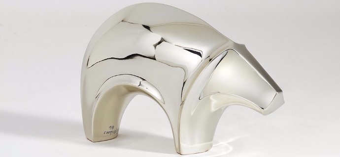 Ours blanc - 22 x 37 cm – Bronze poli miroir