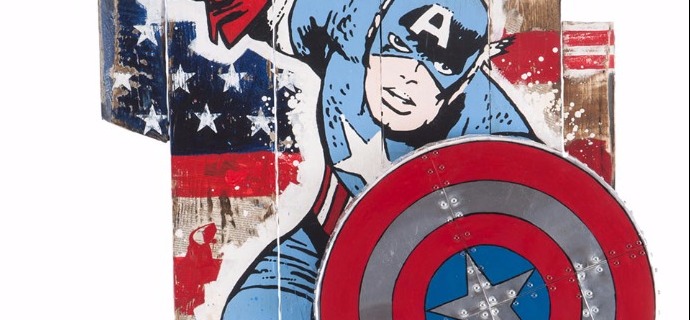 Captain América - 80 x 125 cm - Technique mixte sur bois