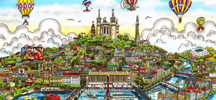 City of lights... Lyon - 40 x 42 cm - Sérigraphie 3D