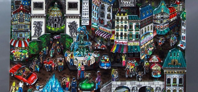 Midnight in Paris colors - 38 x 88 cm - Sérigraphie 3D sur aluminium