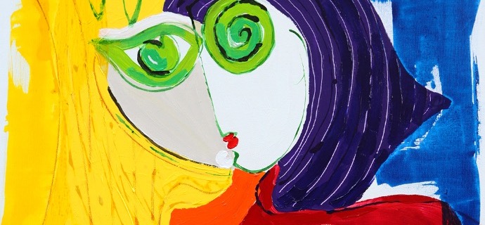 La fille aux grands yeux verts - 92 x 73 cm - Technique mixte sur toile