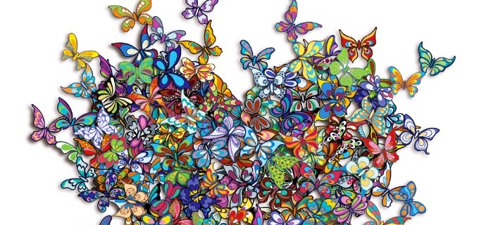 My heart is all a flutter - 110 x 100 / 61 x 51 cm - Sculpture murale 3D en métal découpée au laser