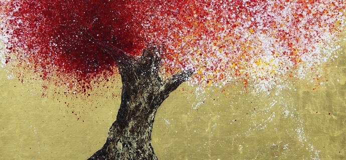 Racine - A 176 - 120 x 120 cm - Huile sur toile dorée à la feuille