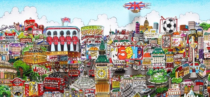 Touch down in London town - 48 x 48 cm - Sérigraphie 3D
