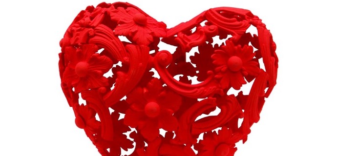 Red heart - Sculpture en bronze – 35 x 28 x 14 cm