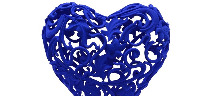 Blue heart - Sculpture en bronze – 35 x 28 x 14 cm