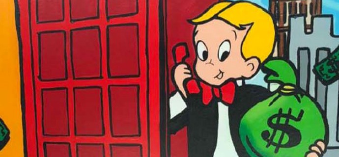 RICHIE LONDON RED PHONE BOX - 90 x 150 cm - Technique mixte sur toile