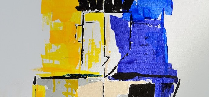 Buste beige et gris - 92 x 73 cm - Technique mixte sur toile