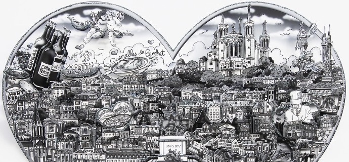 The heart of Lyon - B&W - 42 x 37 cm - Sérigraphie 3D