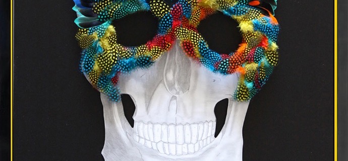 Venetian Skull - 100 x 70 cm - Plumes et dessin