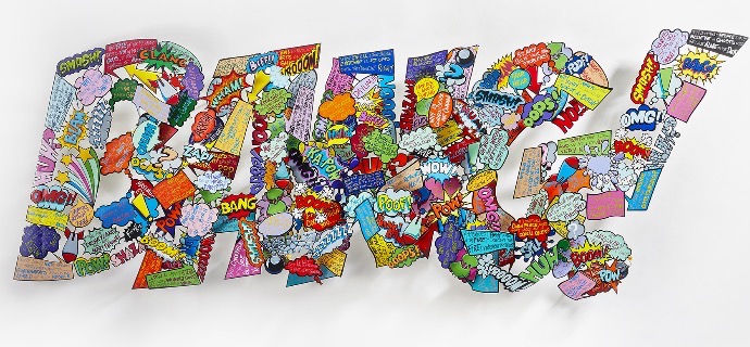 BANG! - 192 x 69 cm / 130 x 50 cm - Sculpture murale 3D en métal découpée au laser