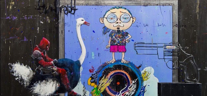 Attack ! - 140 x 200 cm - Peinture à l'huile, acrylique et encre