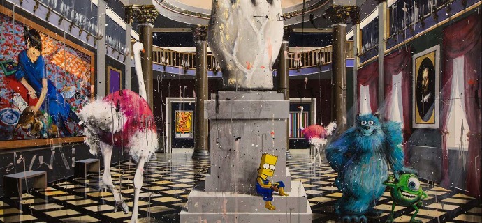 The Cattelan Genious - 140 x 200 cm - Peinture à l'huile, acrylique et encre