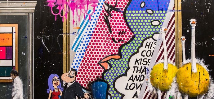 Kiss Me - 140 x 200 cm - Peinture à l'huile, acrylique et encre