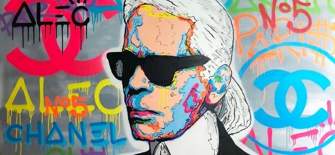 Karl Lagerfeld Chanel Icon - 120 x 180 cm - Technique mixte sur toile