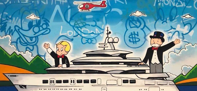Monopoly And Richie On Yacht - 300 x 200 cm - Technique mixte sur toile