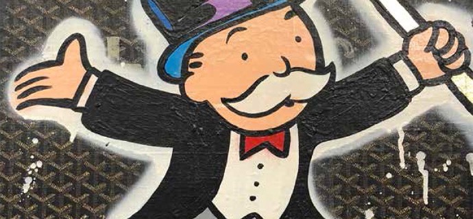 Monopoly Dancing WITH a Cane Goyard Suitcase - 48 x 58 cm - Technique mixte sur toile
