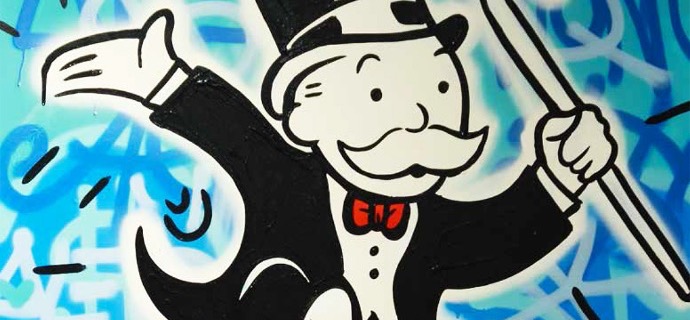Monops Jump Around with a Cane - 91 x 91 cm - Technique mixte sur toile