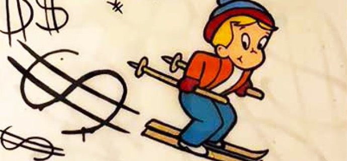 Monopoly & Richie skiing On Dollar Signs - 70 x 122 cm - Technique mixte sur toile