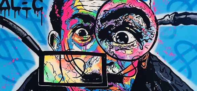 Salvador Dali $ Magnifying Glass Icon - 70 x 122 cm - Technique mixte sur toile
