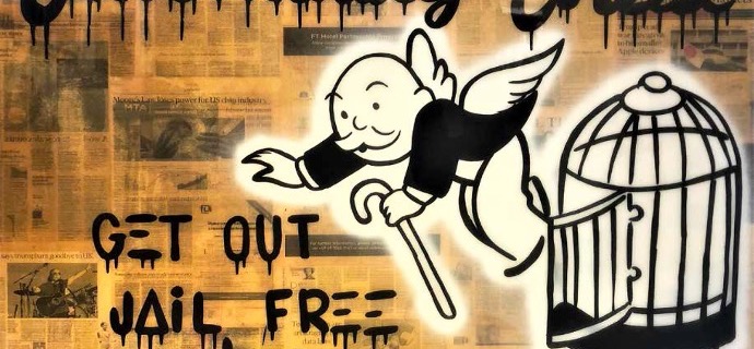Monopoly Title Get Out Jail Free - 152 x 122 cm - Technique mixte sur toile