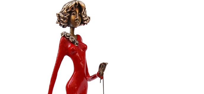 La promenade de Nougat - 46 cm - Sculpture en bronze