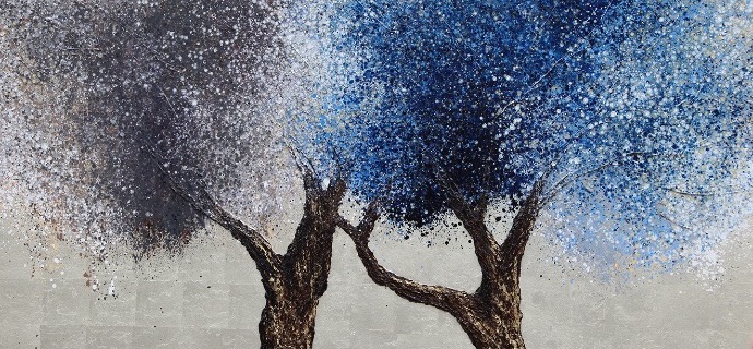 Racines 412 A - 97 x 130 cm - Huile sur toile dorée à la feuille