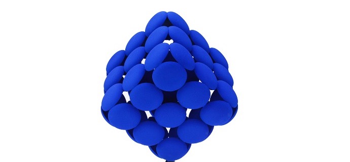 Blue Cube - Sculpture en bronze – 26 x 26 x 40 cm