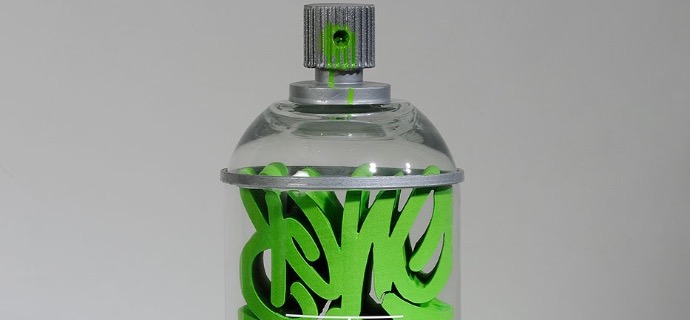 Green Spray Can - 58 x 20 cm - Sculpture en verre et en résine