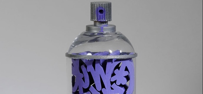 Purple Spray Can - 58 x 20 cm - Sculpture en verre et en résine