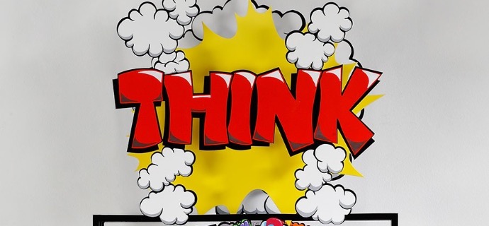 Thinking Comics - 130 x 65 cm - Sculpture murale 3D métal découpée au laser