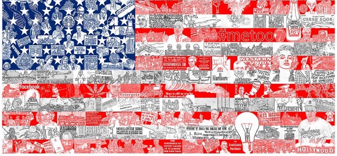 Historically ... Our American Flag - 91 x 49,5 cm - Sérigraphie 3D